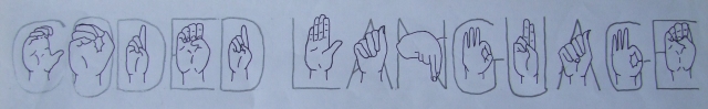 Coded Language title with Irish Sign Language